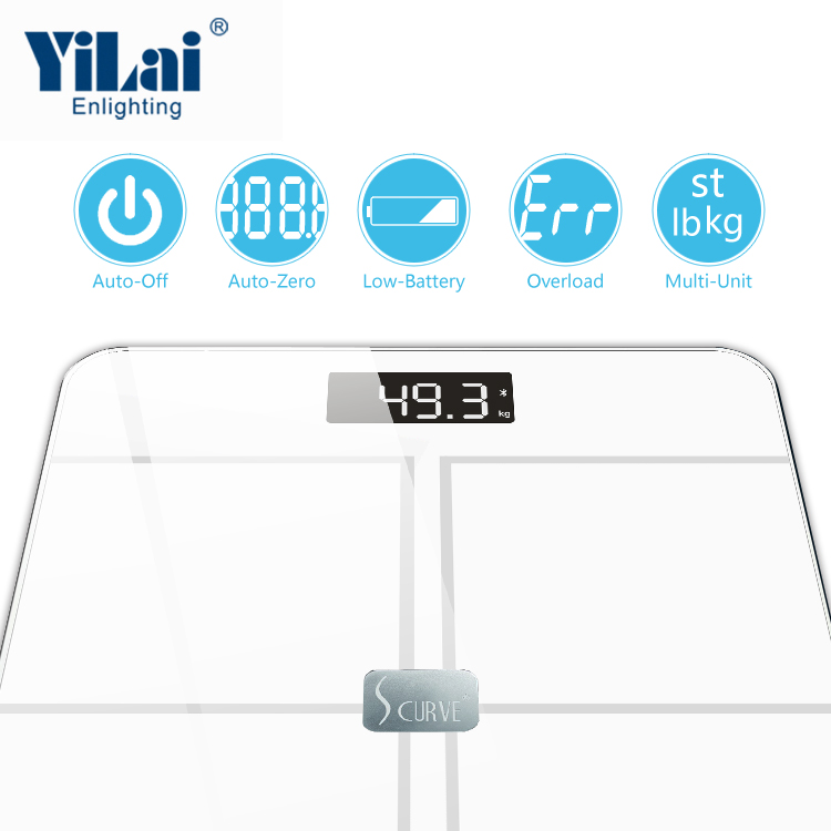 Yilai CE/RoHS approvel electronic Smart scale ITO tempered glass 180kg Bluetooth scale - Image 2