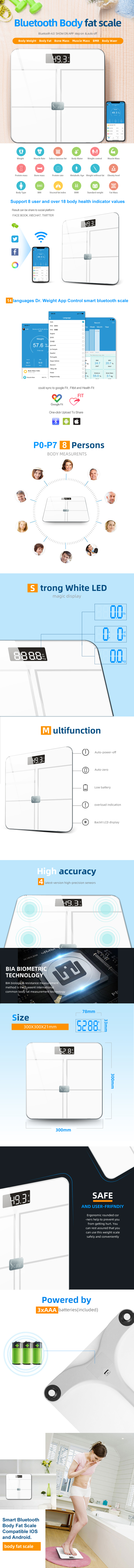 Smart Bluetooth Body Composition Scale features and app integration