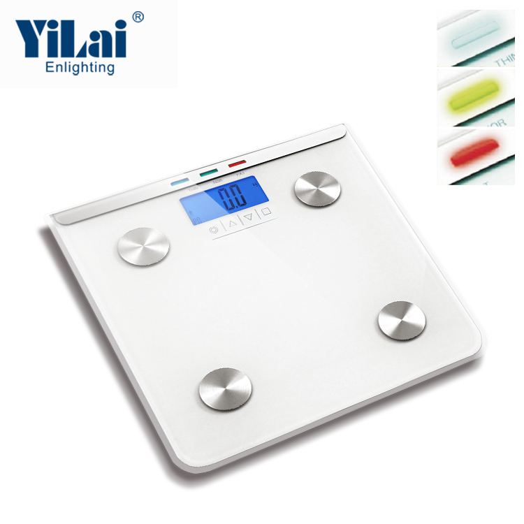 Yilai digital scale with blue backlight 319*319mm 3 colors indication smart body fat scale - Image 2