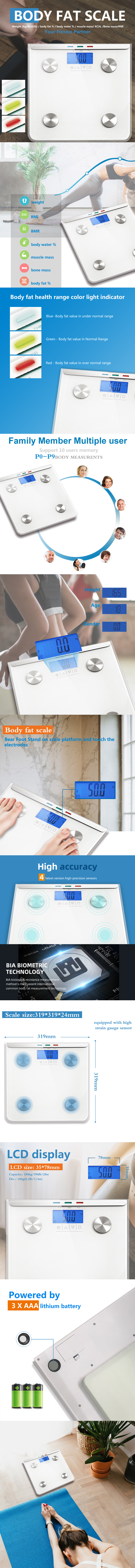 Detailed technical diagram of the body composition scale features