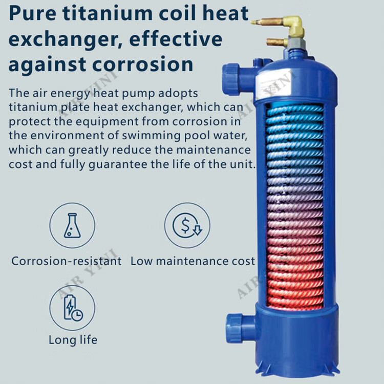 Close up of titanium heat exchanger corrosion protection
