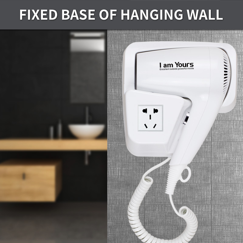 Wall Mounted Hotel Hair Dryer with Socket