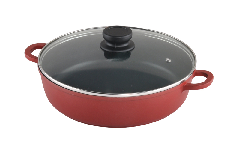 Non-Stick Aluminum Deep Saute Pan with Glass Lid