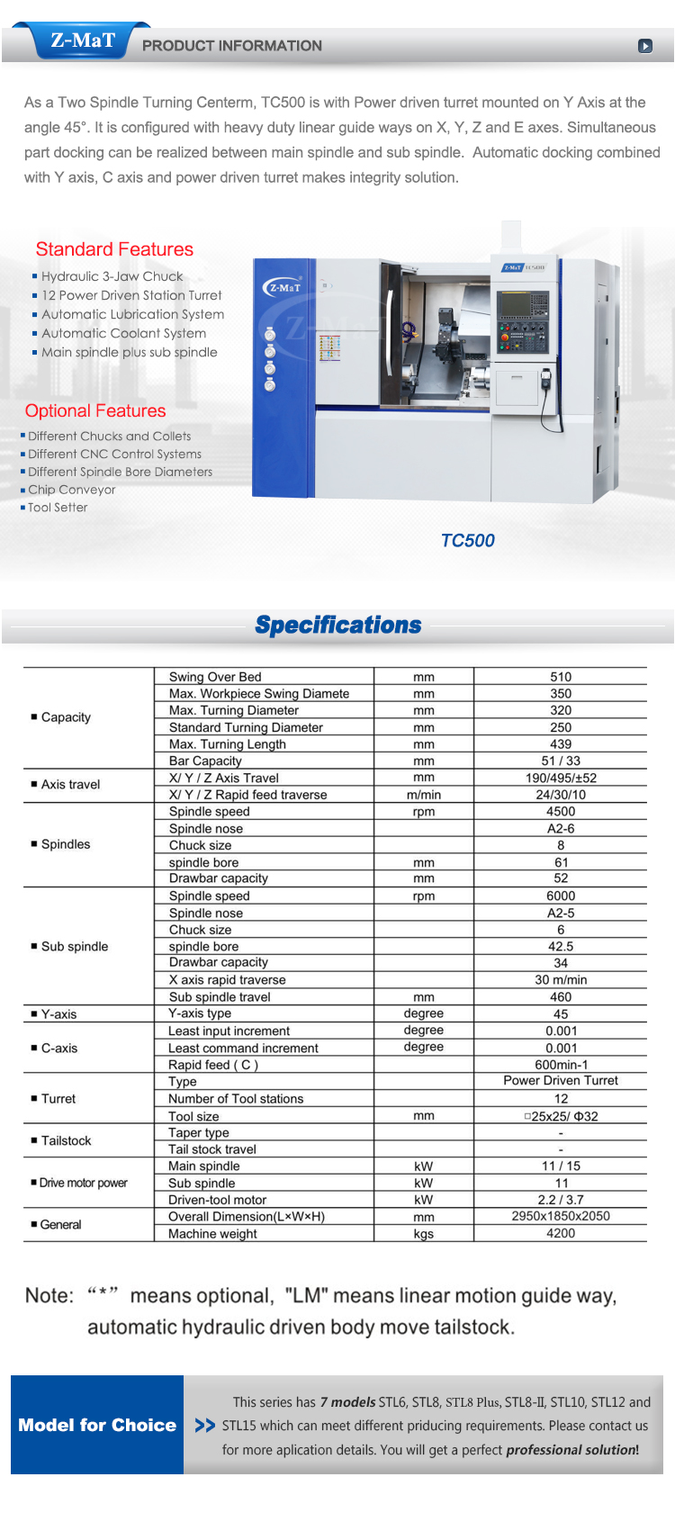 Z-MaT TC500 Turning Center diagram
