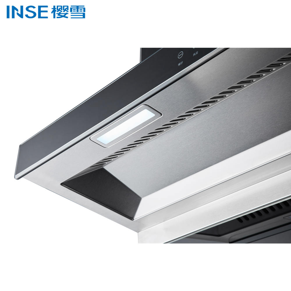Wall-Mounted Black Glass Kitchen Range Hood