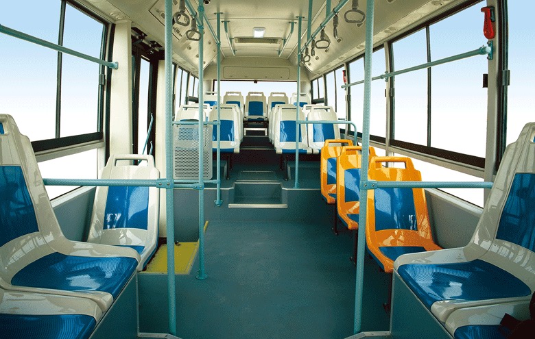 City Bus with Streamlined Design and Panoramic Windows