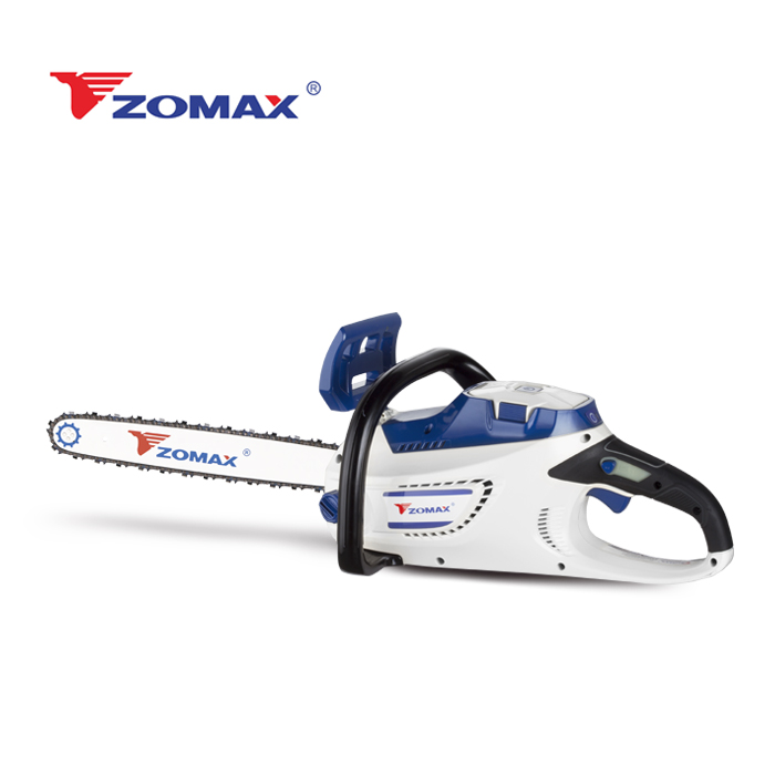 Cordless chainsaw handling demonstration
