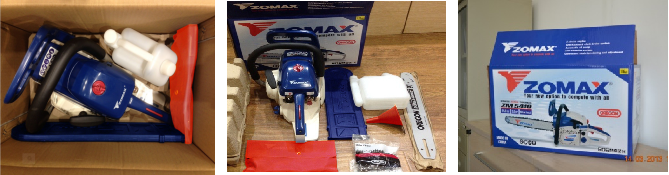 Chainsaw packed in branded color carton