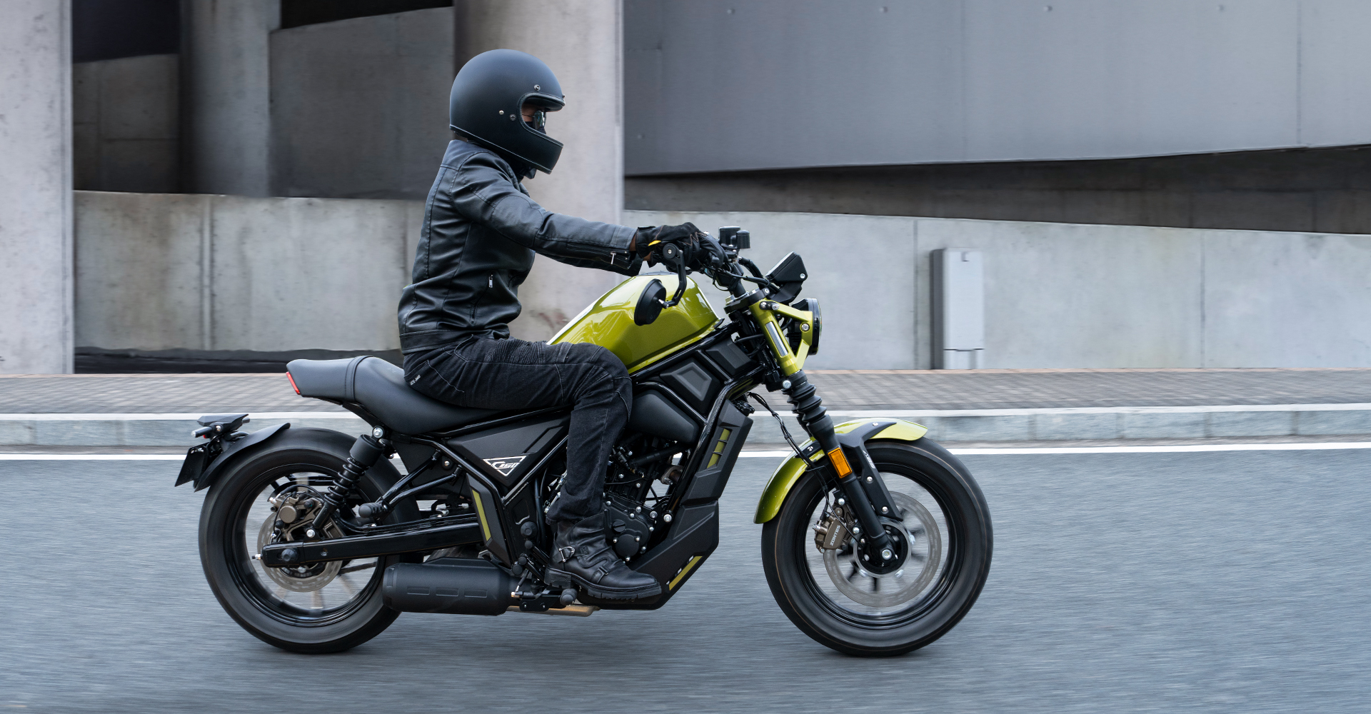 Side profile of the motorcycle showing the engine and frame