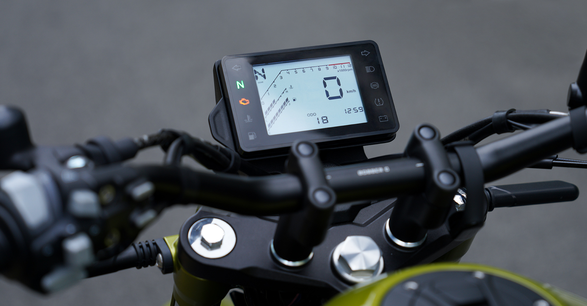 Close up of the digital dashboard