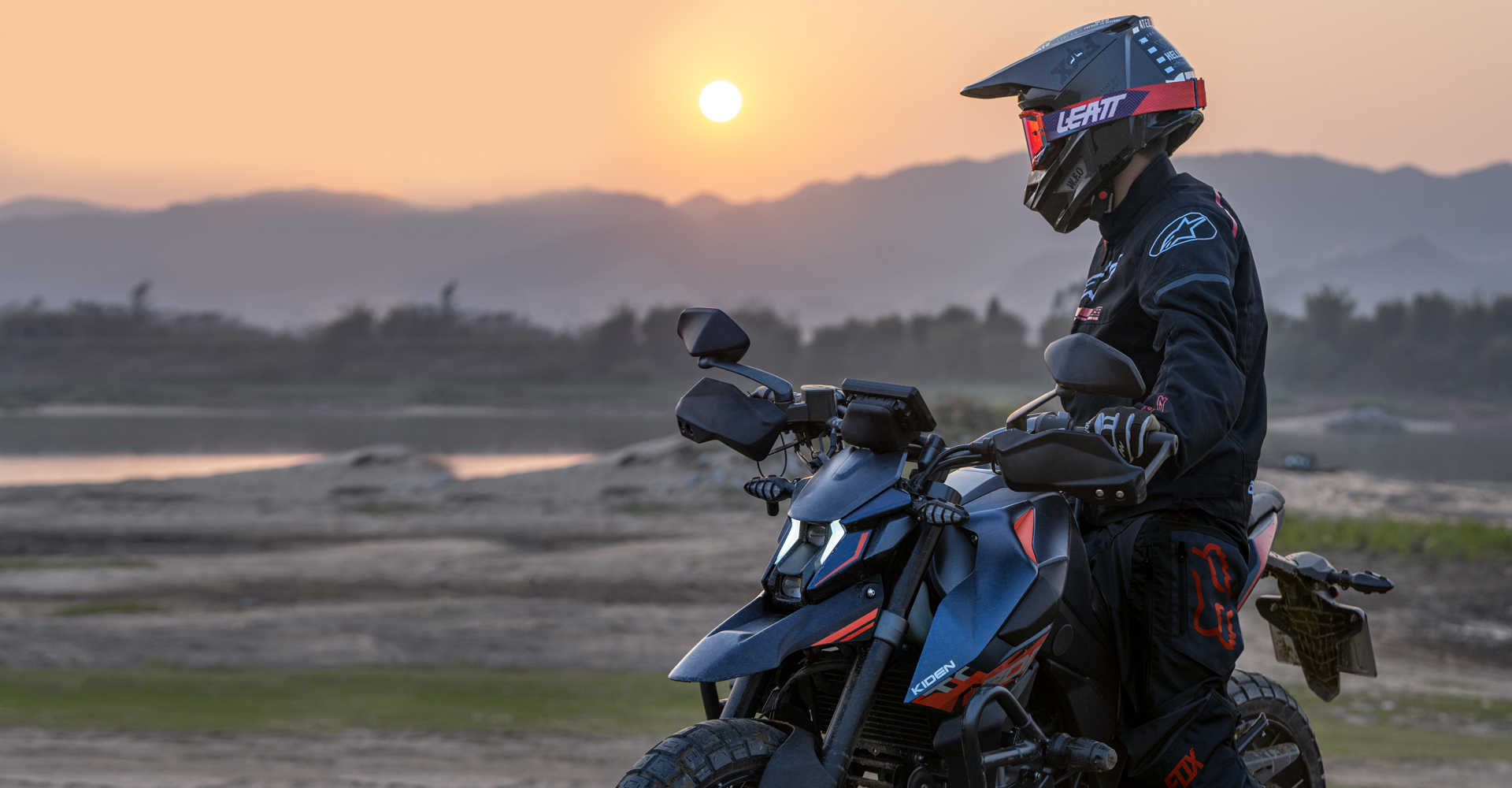 Side profile of the adventure motorcycle in action