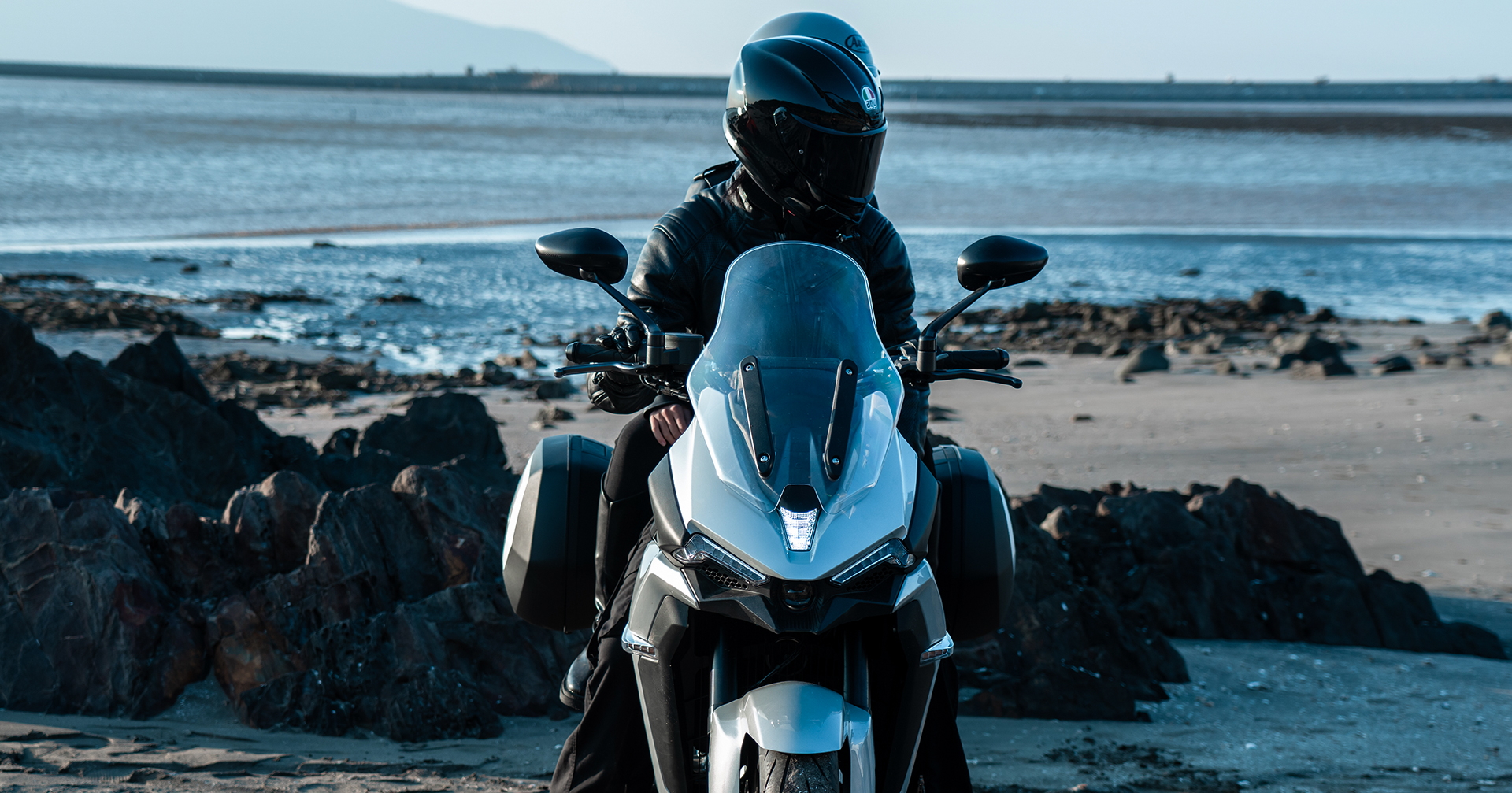 Side profile of the touring motorcycle