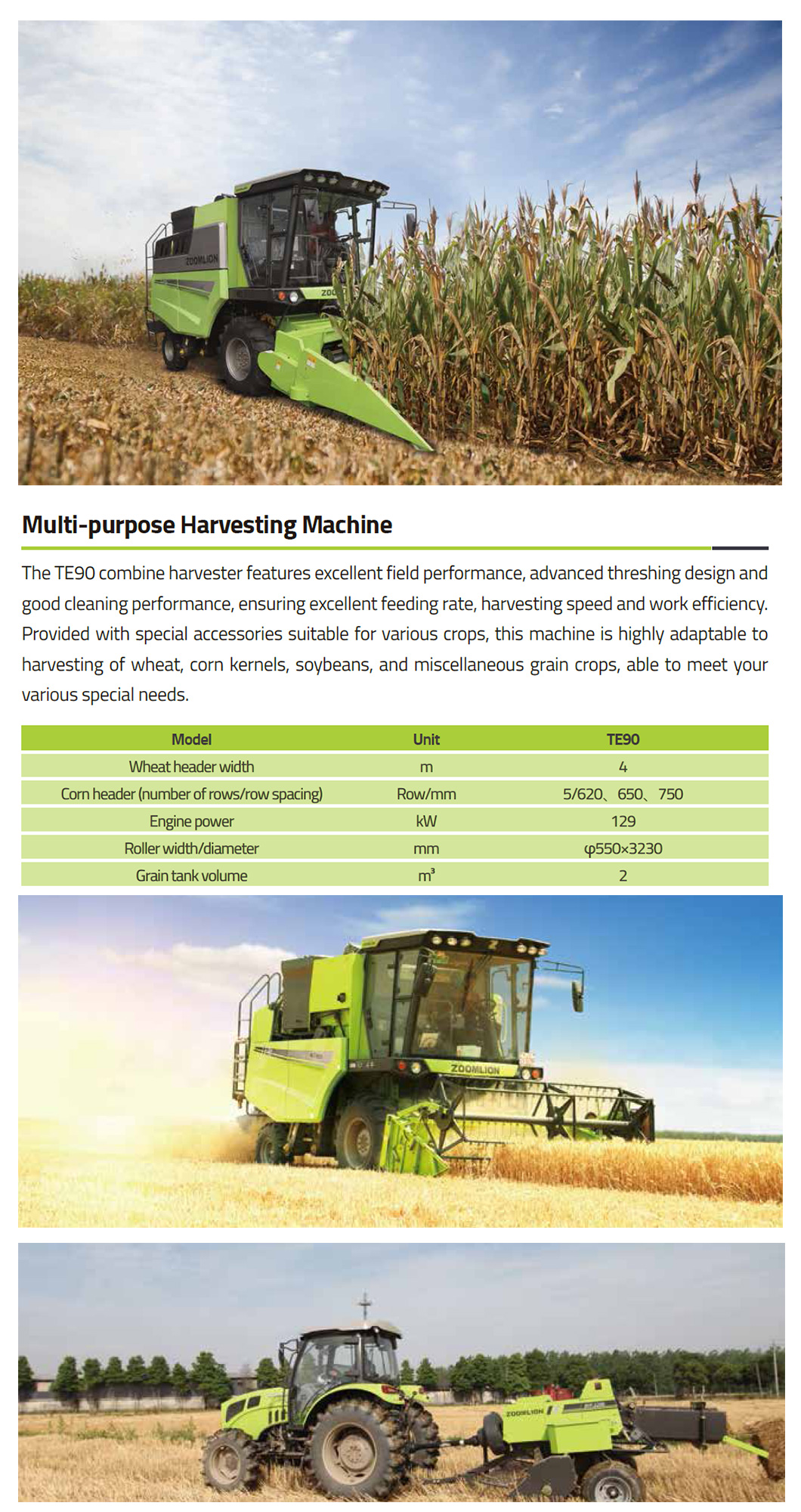Overview of the grain combine harvester capabilities