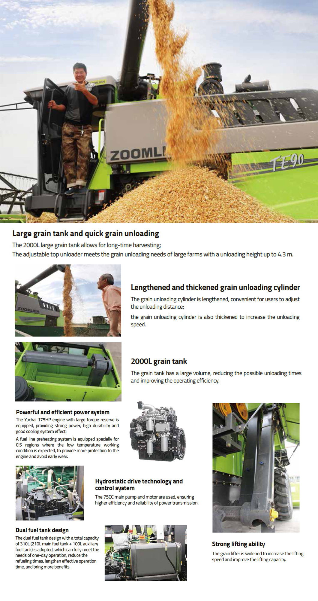 Grain tank and power system components