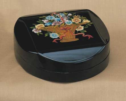 Floral Hand-Painted Lacquer Trinket Box