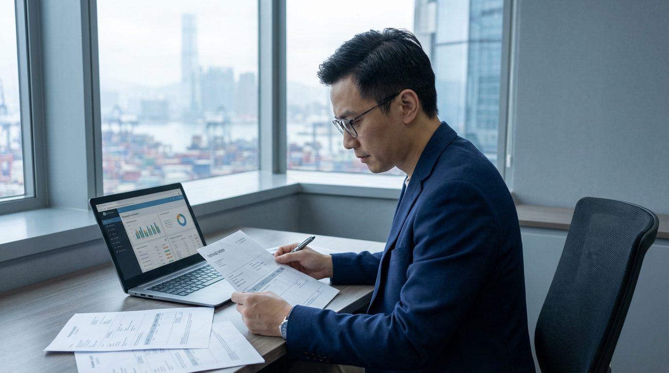 Financial professional reviewing trade finance documents
