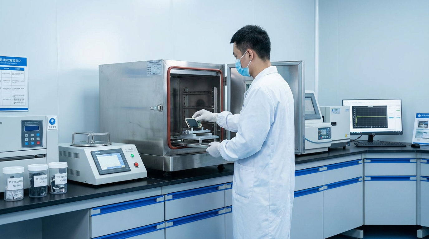 Laboratory technician conducting product safety testing