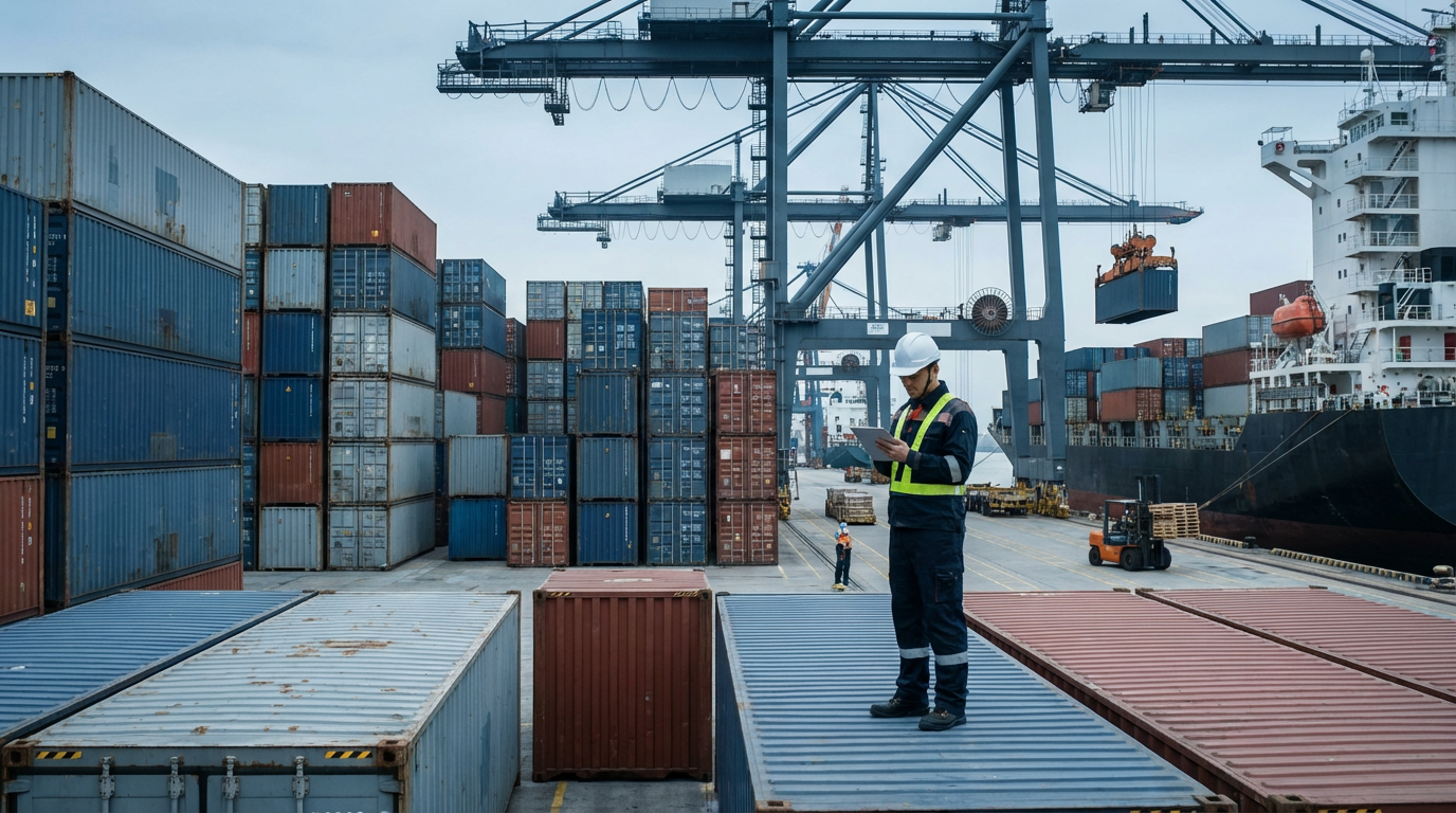 Port d'expédition moderne avec conteneurs et opérations logistiques