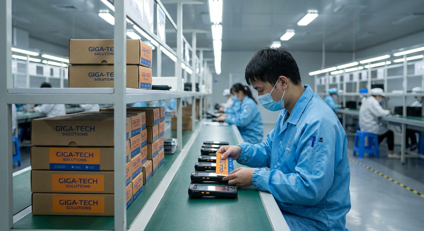 Ligne de production avec variantes de produits de marque en assemblage